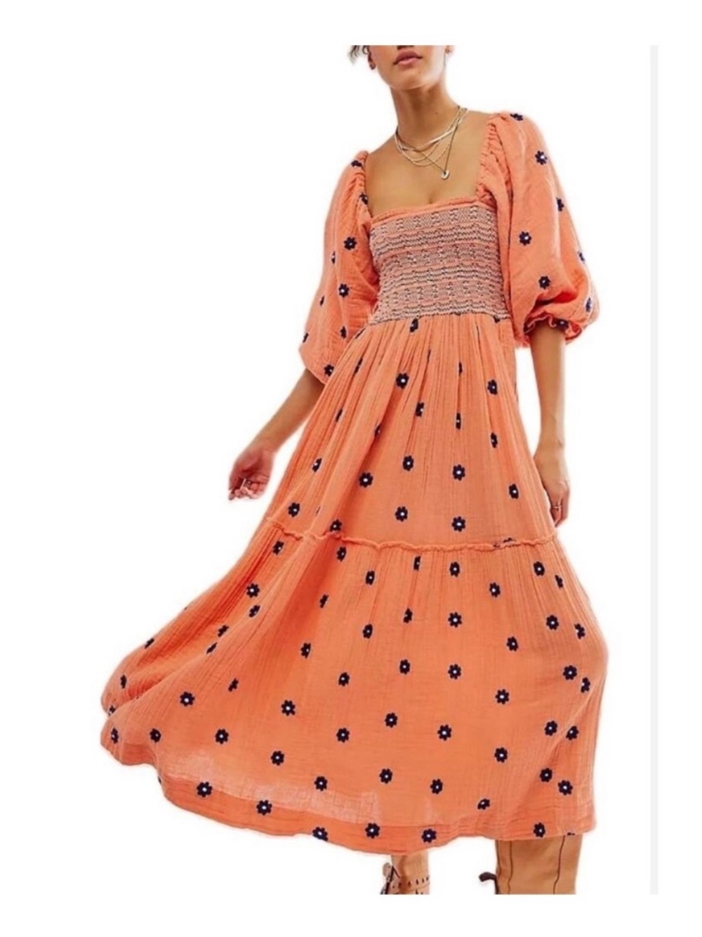 Free People Dahlia Embroidered Maxi Dress Size Small